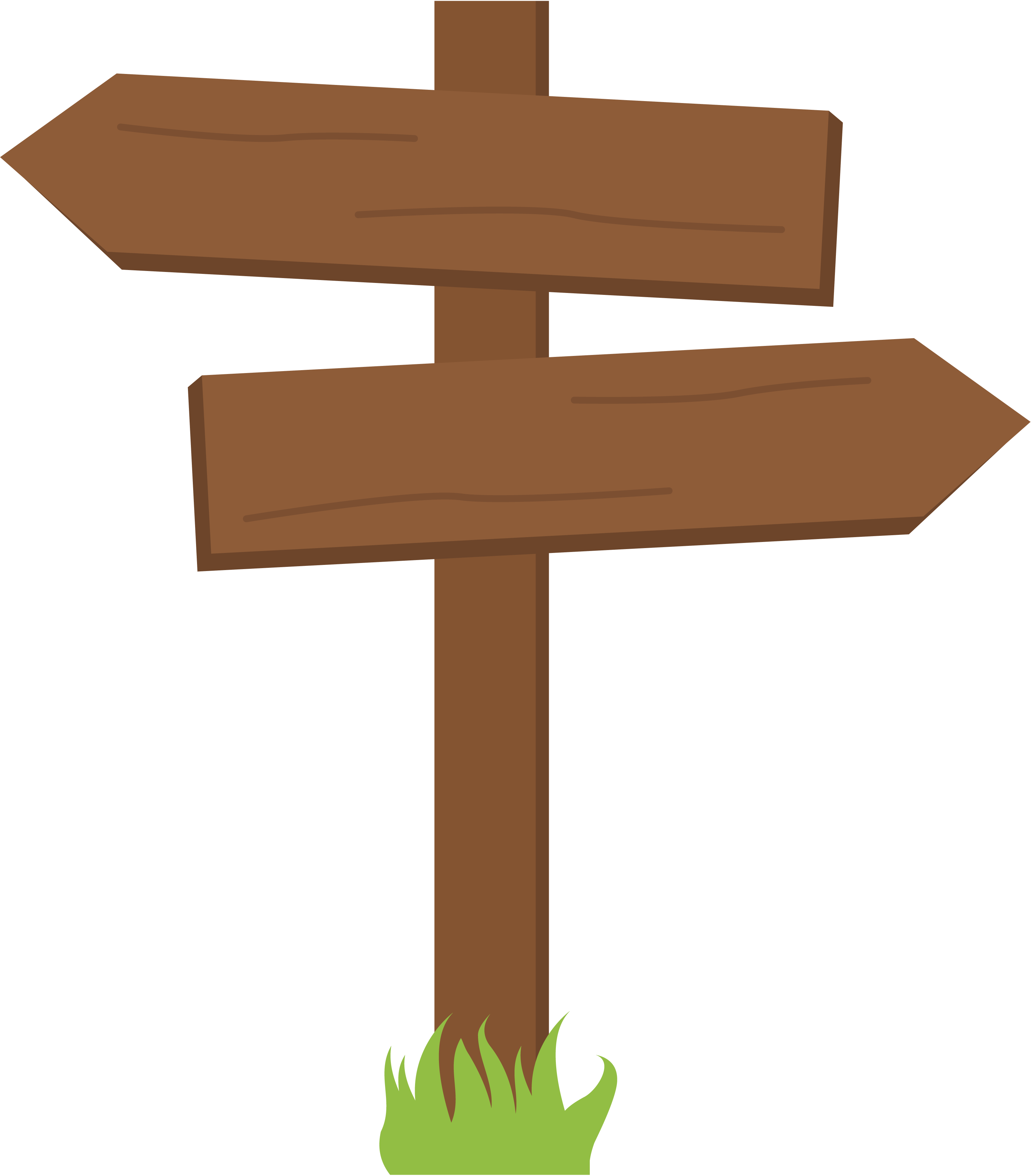 Brown Direction Post.  two post pointing in the opposite direction