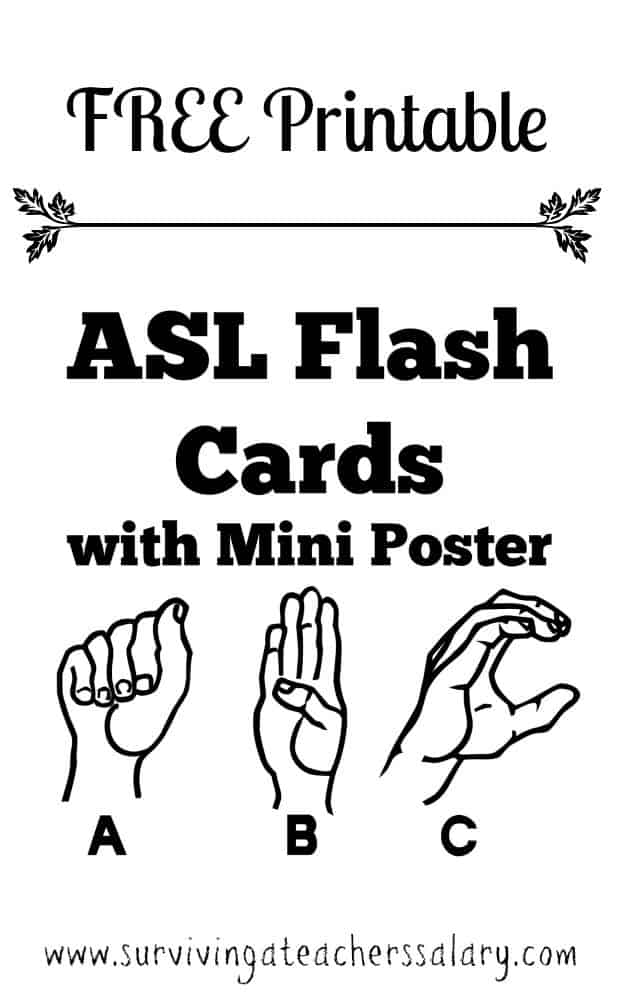 Free Printable ASL Flash Cards with Poster