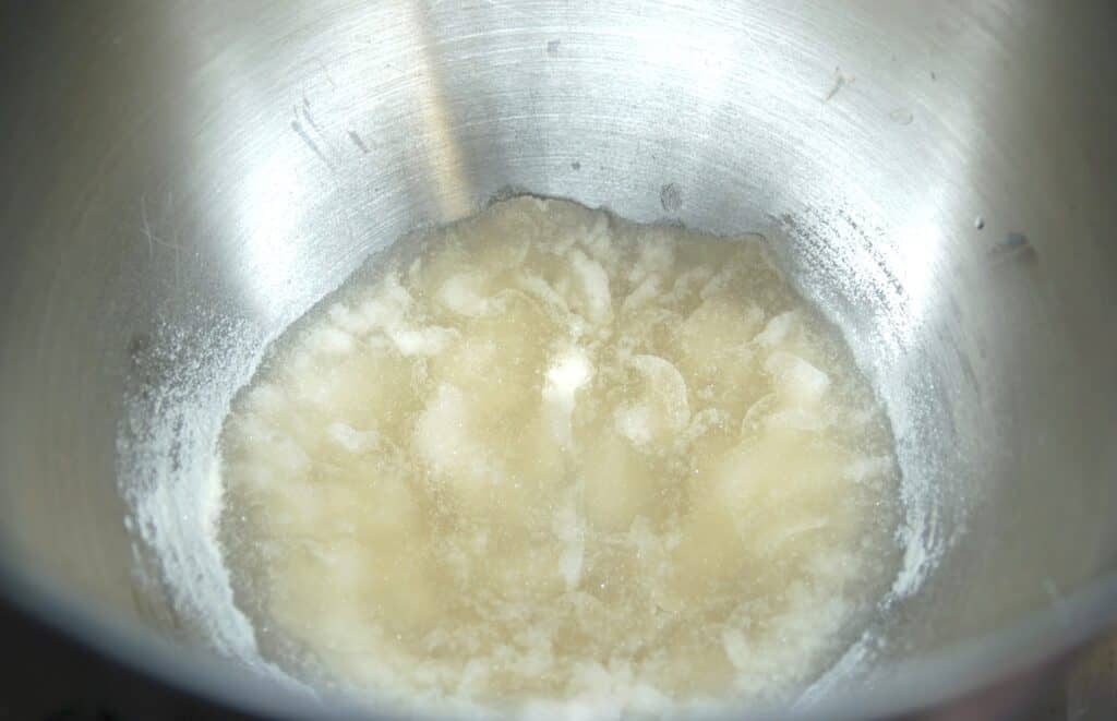 marshmallows mixing in mixer