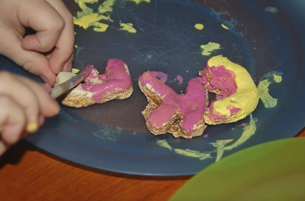 painting salt dough alphabet letters