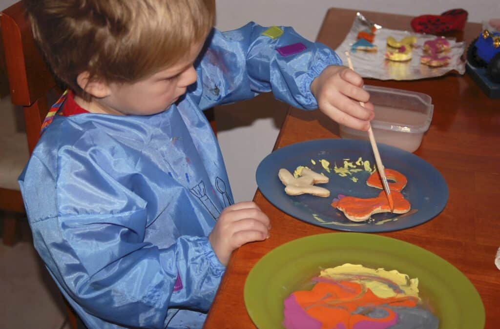 painting salt dough alphabet letters