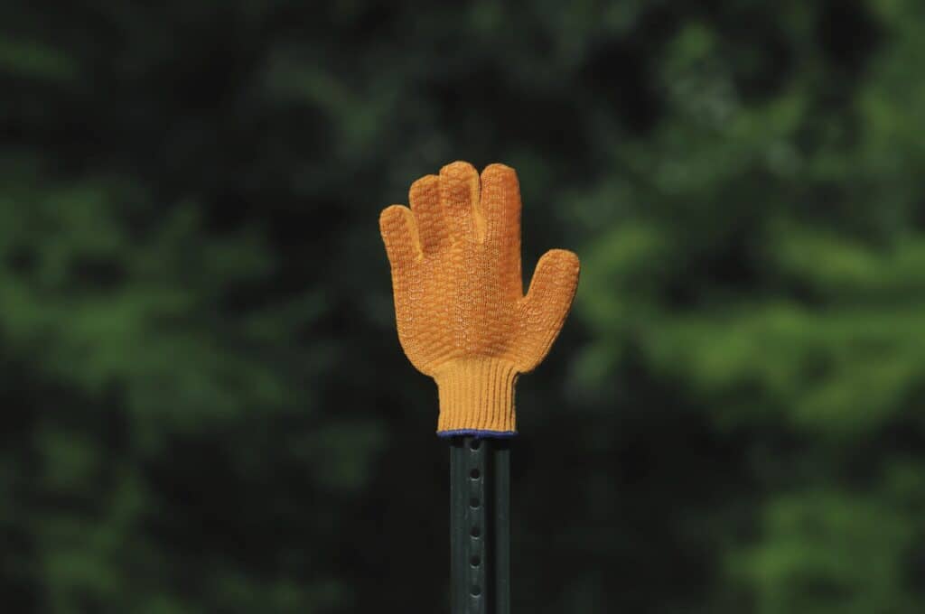 orange glove stop sign