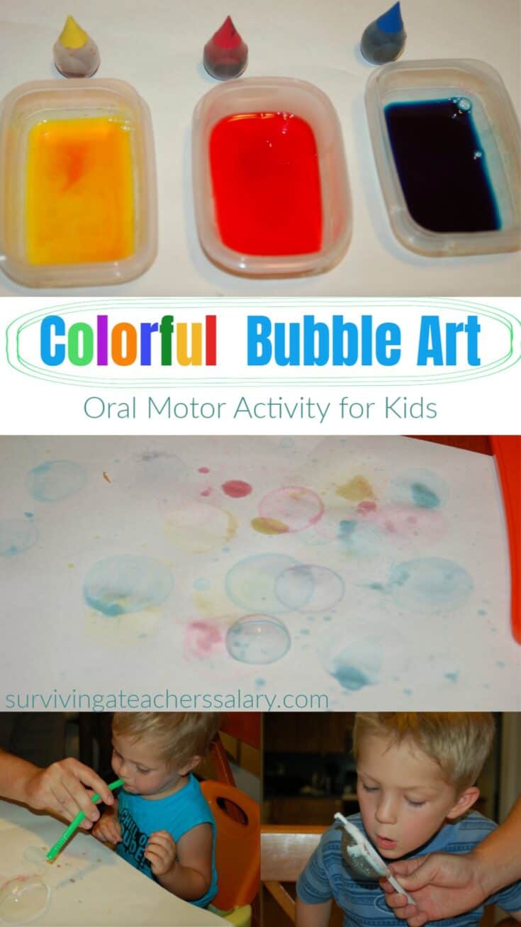 Colorful Bubble Art Sensory Activity for Kids - Oral Motor Skills Activity