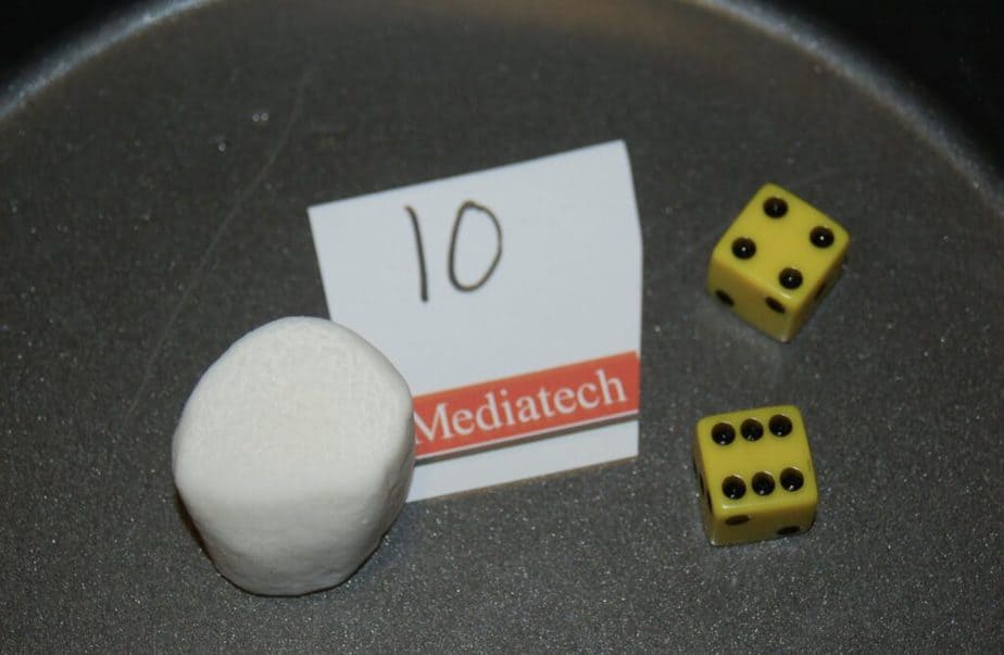 math game pieces and dice