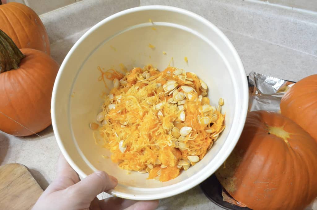 bowl of pumpkin seed and meat