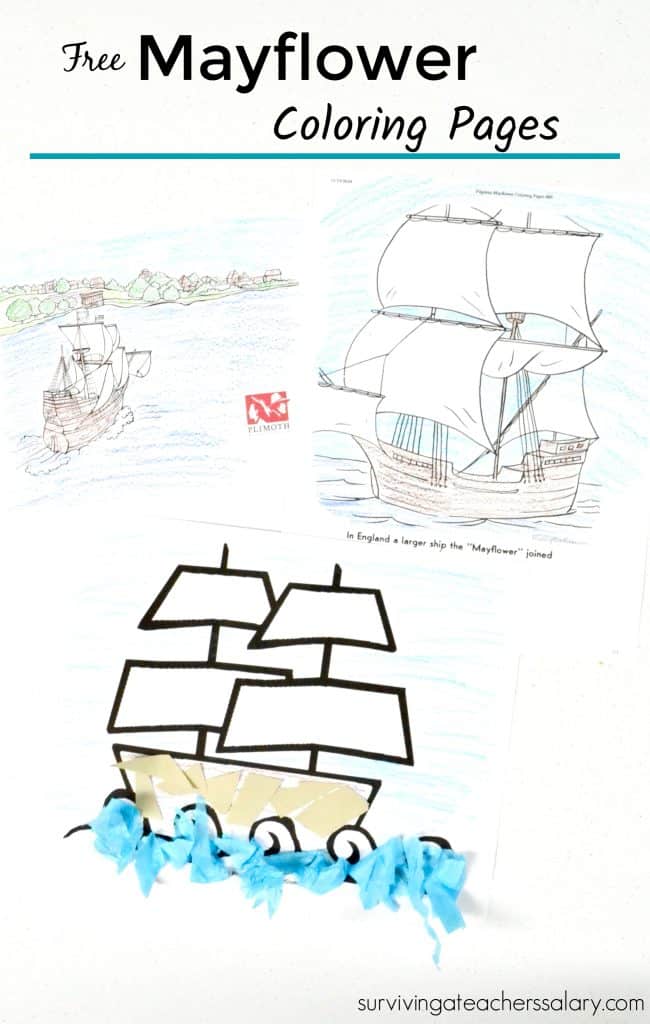 Mayflower coloring pages for Thanksgiving