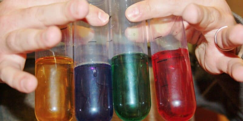 colored test tubes of water