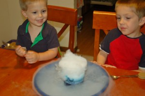 boys with dry ice science experiment
