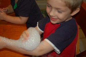 boys with dry ice bubbles