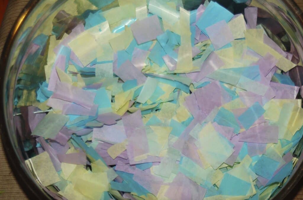 pastel tissue paper pieces