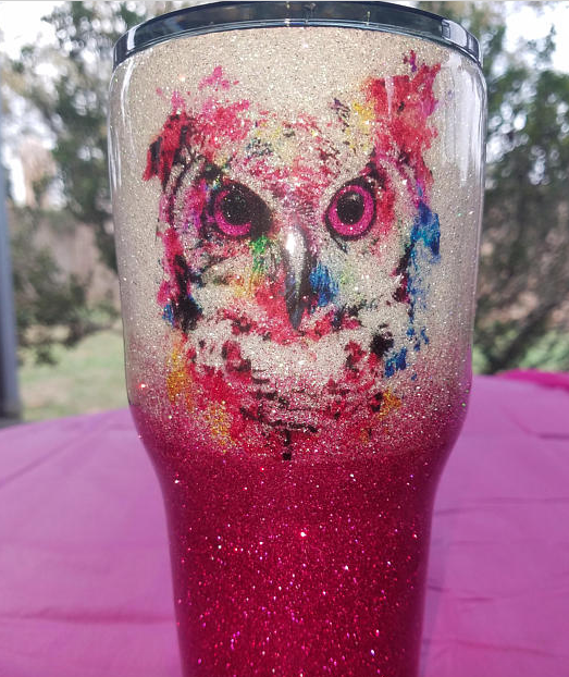 Custom made Owl Glitter Tumbler on Etsy