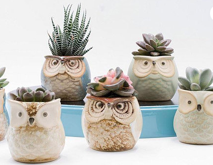 Ceramic Owl Planters Garden