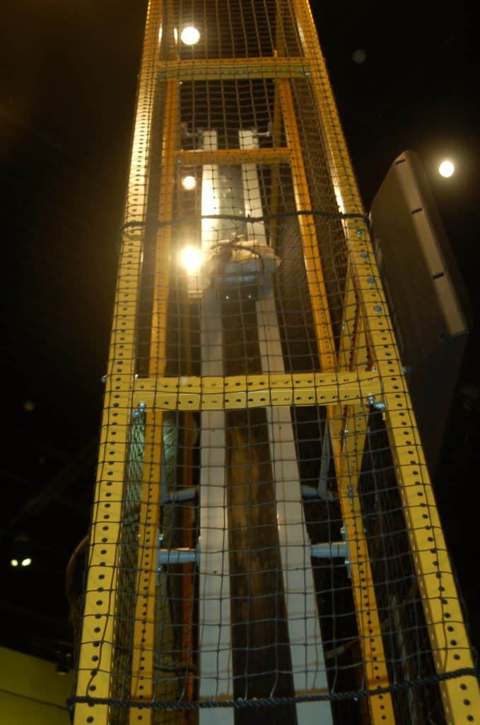 giant tall egg drop experiment at science museum