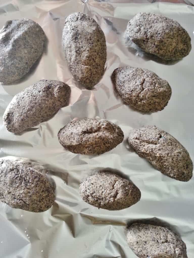 pile of homemade dinosaur eggs dig kit