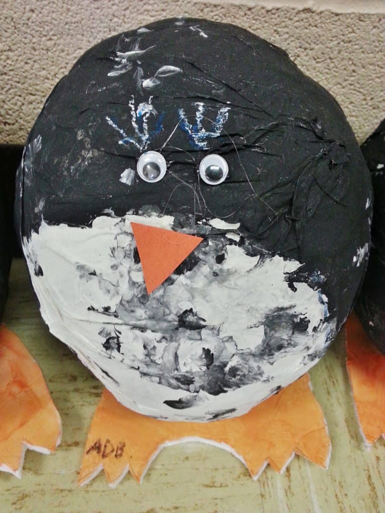 penguin paper mache