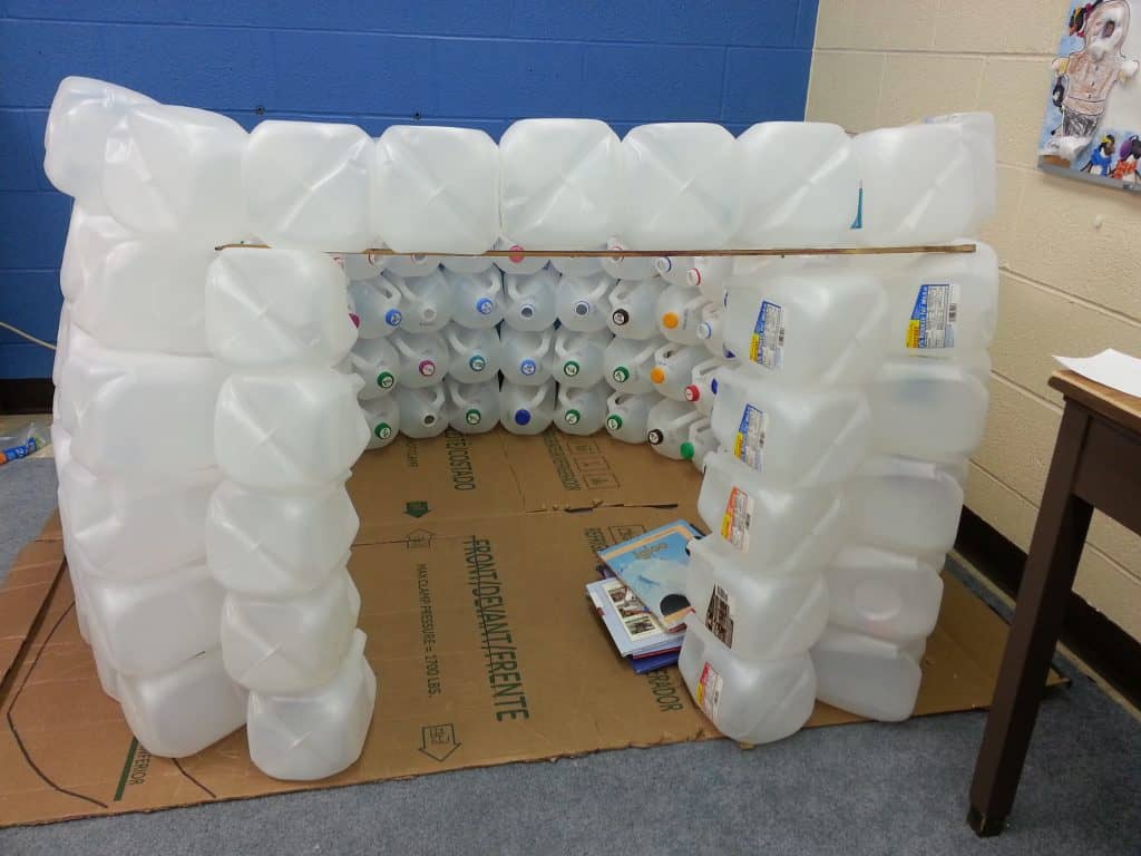 igloo made from gallon jugs