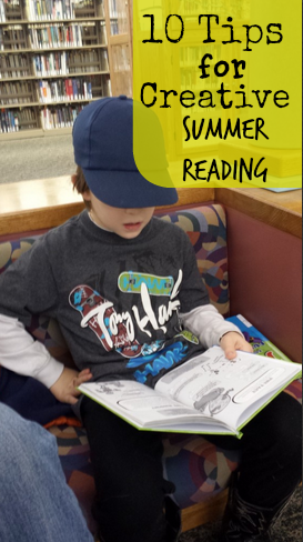 boy reading a book in the library