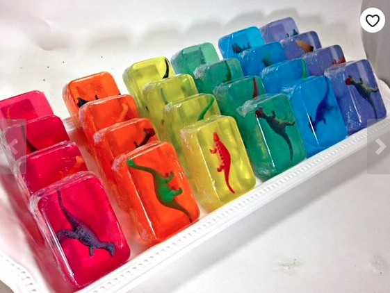 colorful dinosaur soap party favor