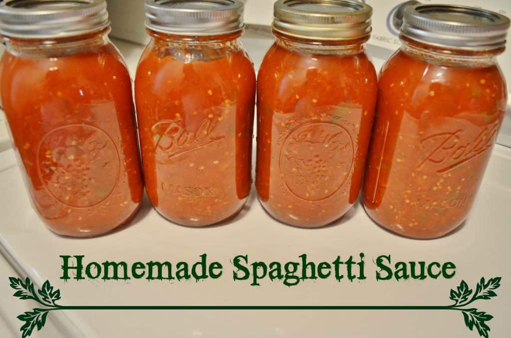 4 jars of Homemade Spaghetti Sauce Canning Recipe