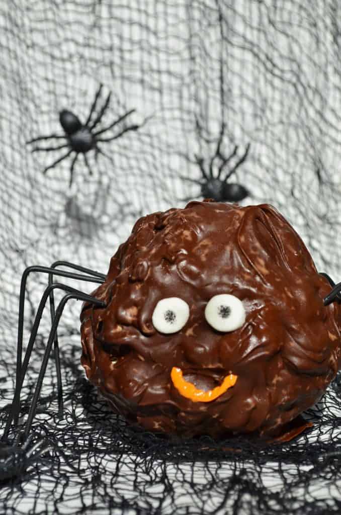 homemade popcorn ball spiders