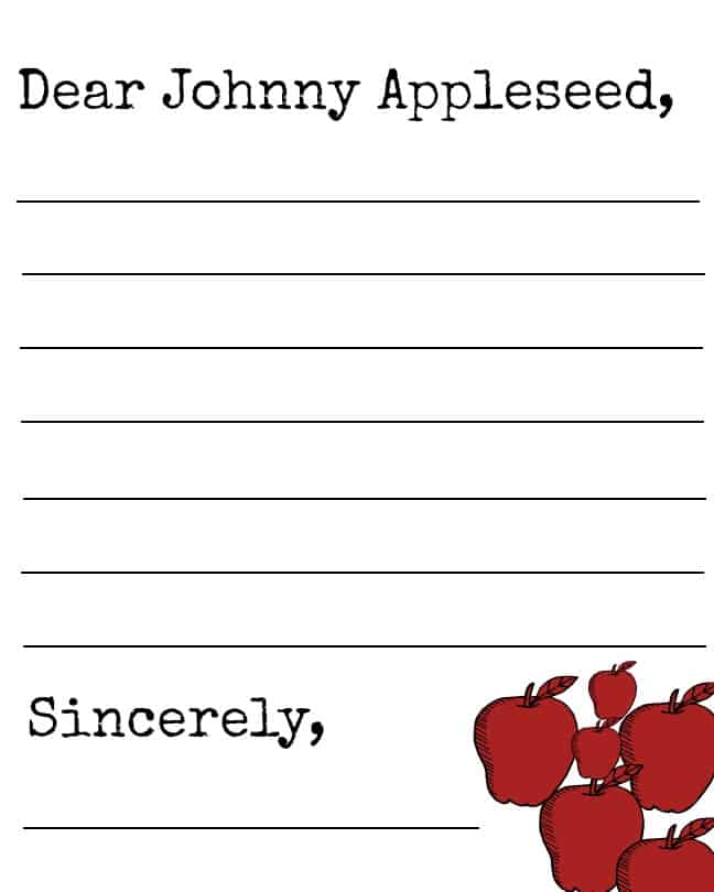 Printable Johnny Appleseed Letter Template