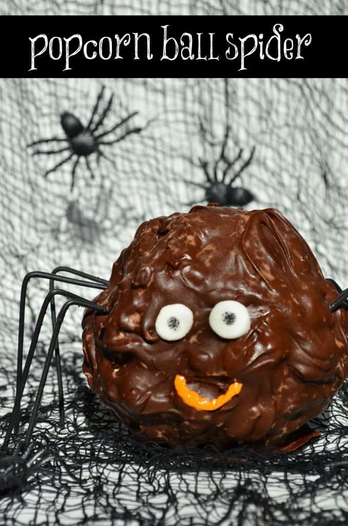 Popcorn Ball Spider Halloween Treat