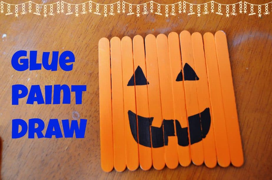 halloween stick pumpkin craft