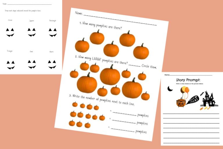 FREE Pumpkin Themed Worksheet Math and Story Printables