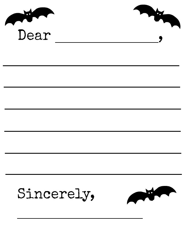 Halloween Bats Letter Template Printable