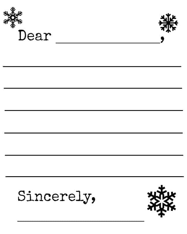 free snowflake and snowman winter letter template printable