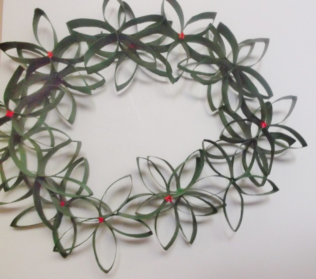 recycled toilet tube holiday holly wreath