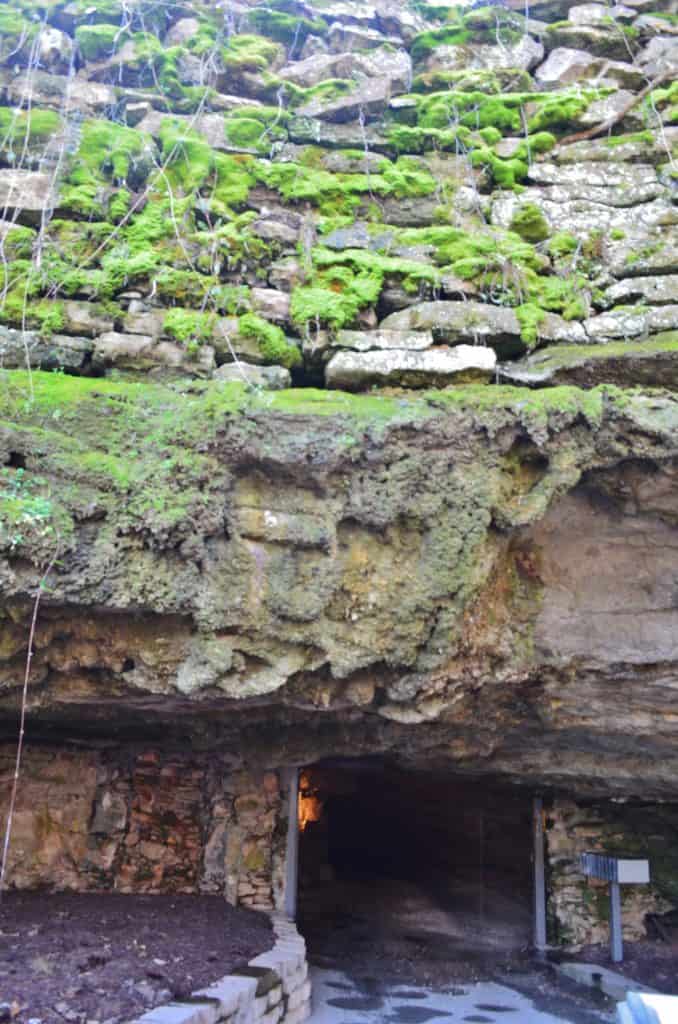 mossy rock over Fantastic Caverns in Missouri