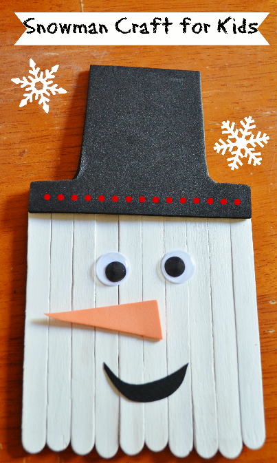 Snowman Craft Stick winter Craft for Kids