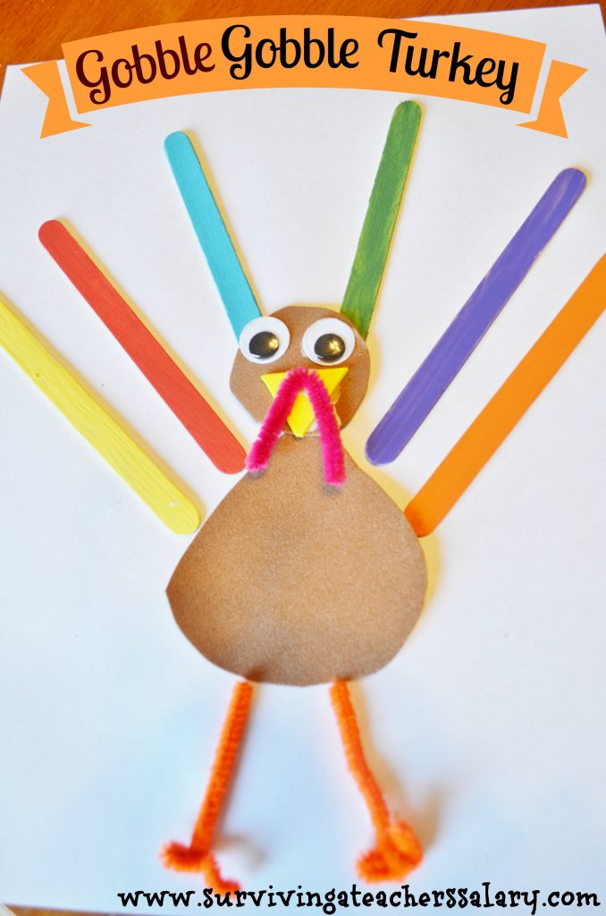 Thanksgiving Turkey Craft Sticks Craft for Kids - Gobble Gobble