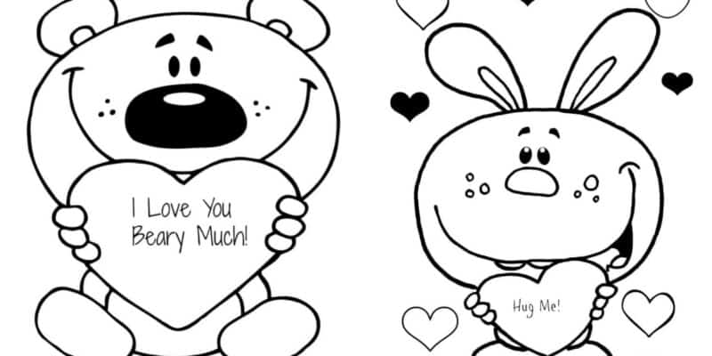 bear and bunny valentine's day coloring pages
