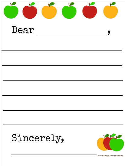 Writing Letter Template from www.survivingateacherssalary.com