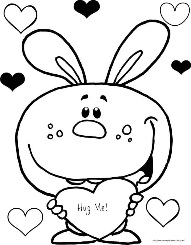 hug me bunny coloring sheet valentine's day