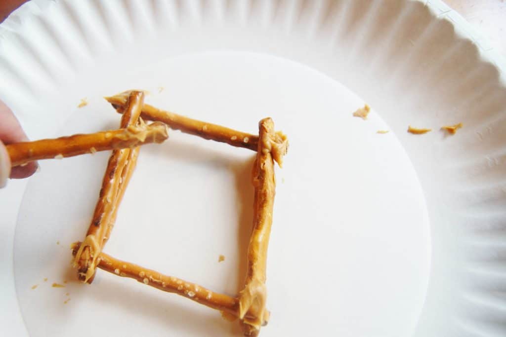 building log cabin out of pretzels