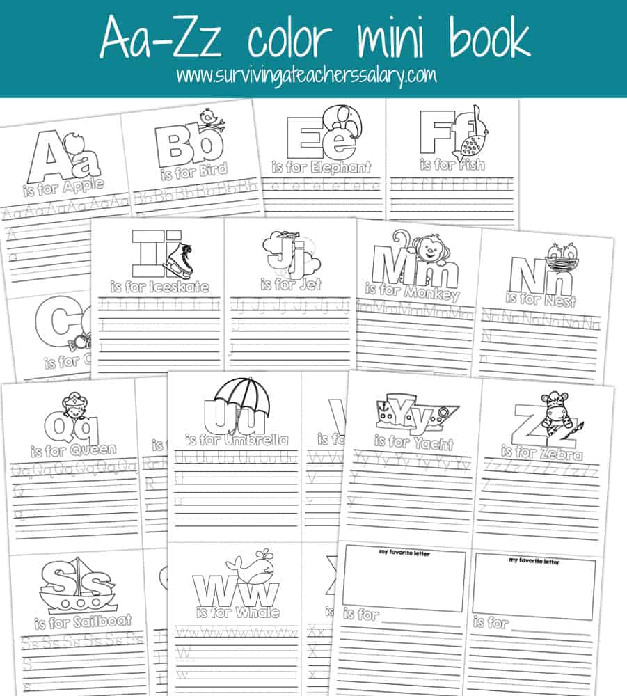 A-Z Letter Mini Book Practice Printable