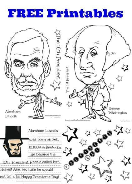 FREE President Lincoln & Washington Coloring Sheet & Handwriting