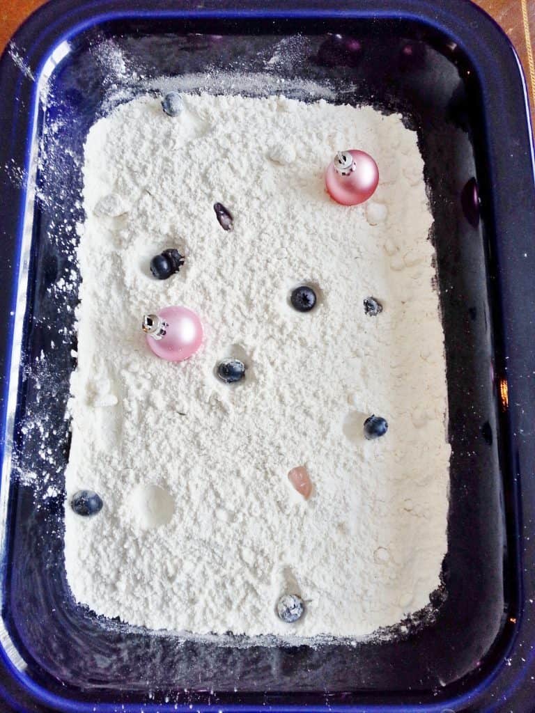 pan of flour with moon crater experiment