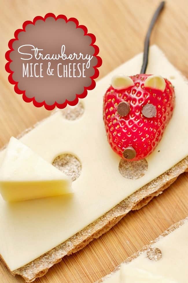 healthy kids snack strawberry mice and cheese