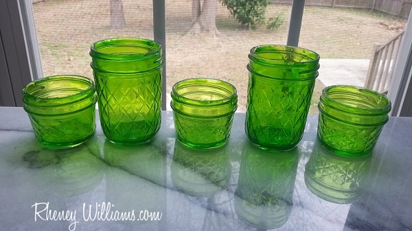 green tinted mason jars