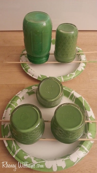 green tinted mason jars