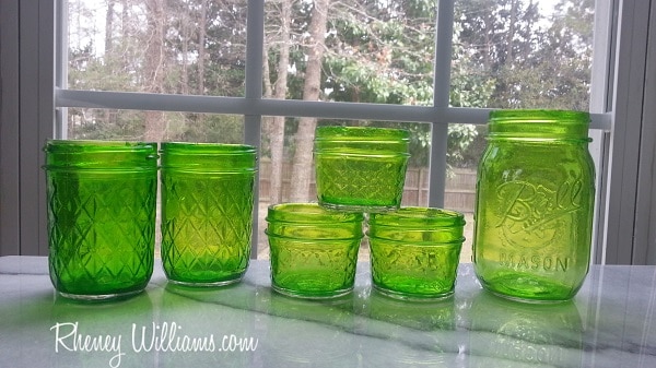 green tinted mason jars