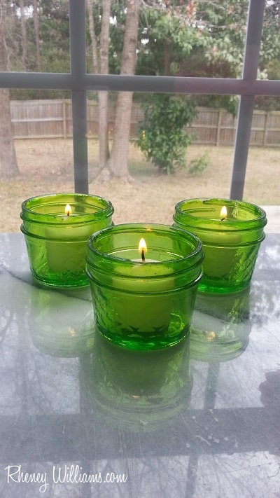 green tinted mason jars