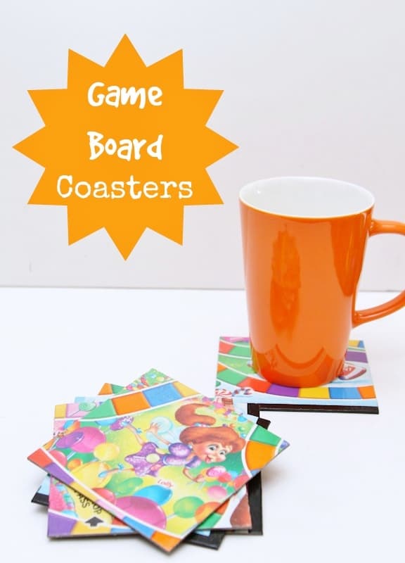 upcycled game board coasters for kids and teachers