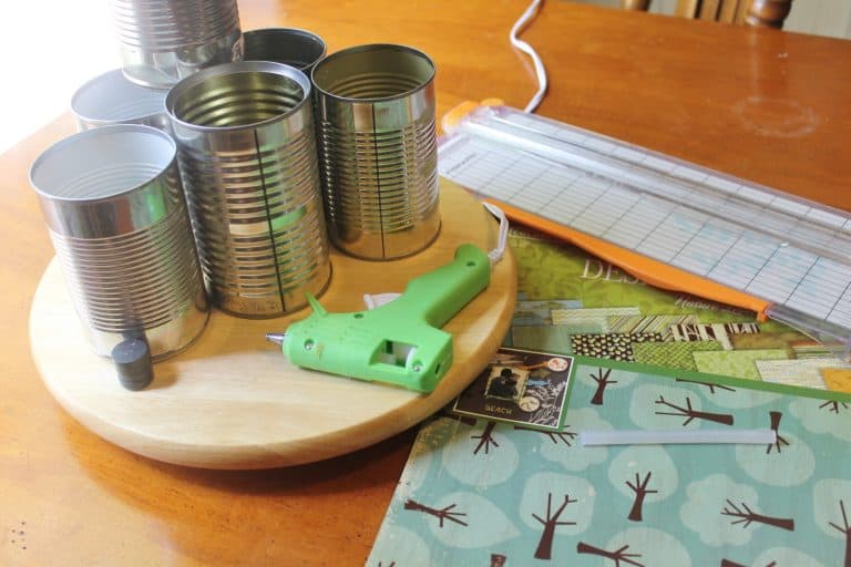 Upcycled Lazy Susan School Supply Center - GREAT Teacher Gift