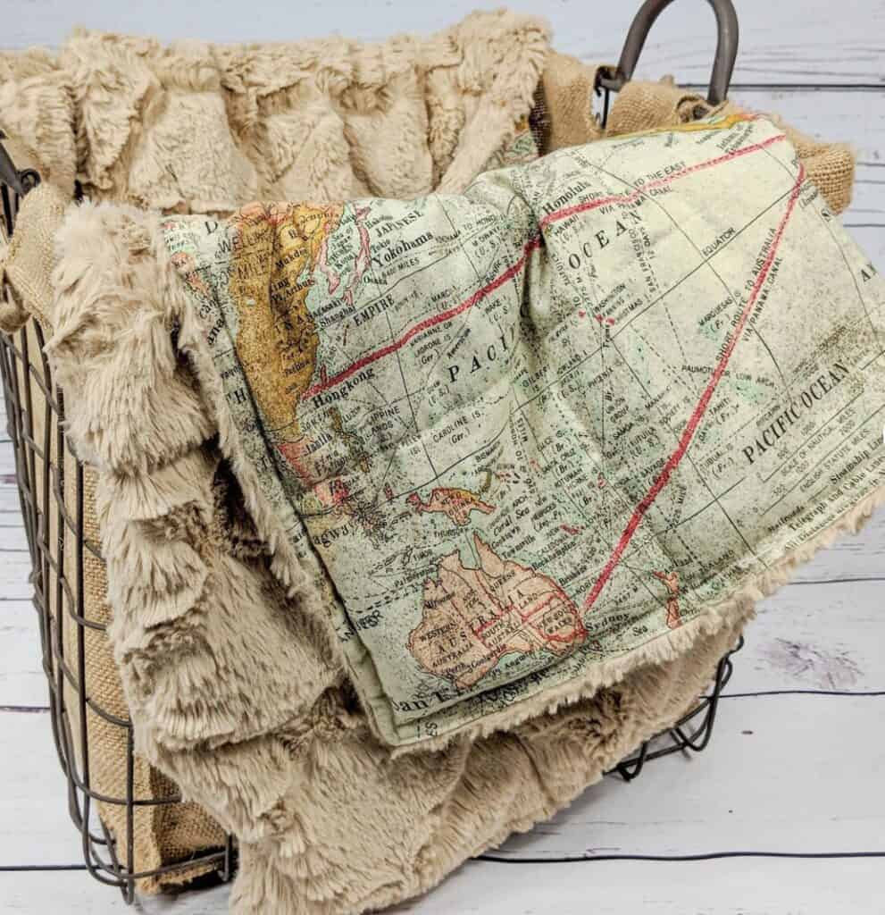 vintage map weighted blanket