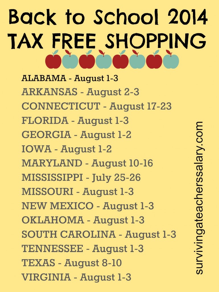 back to school tax free shopping infographic